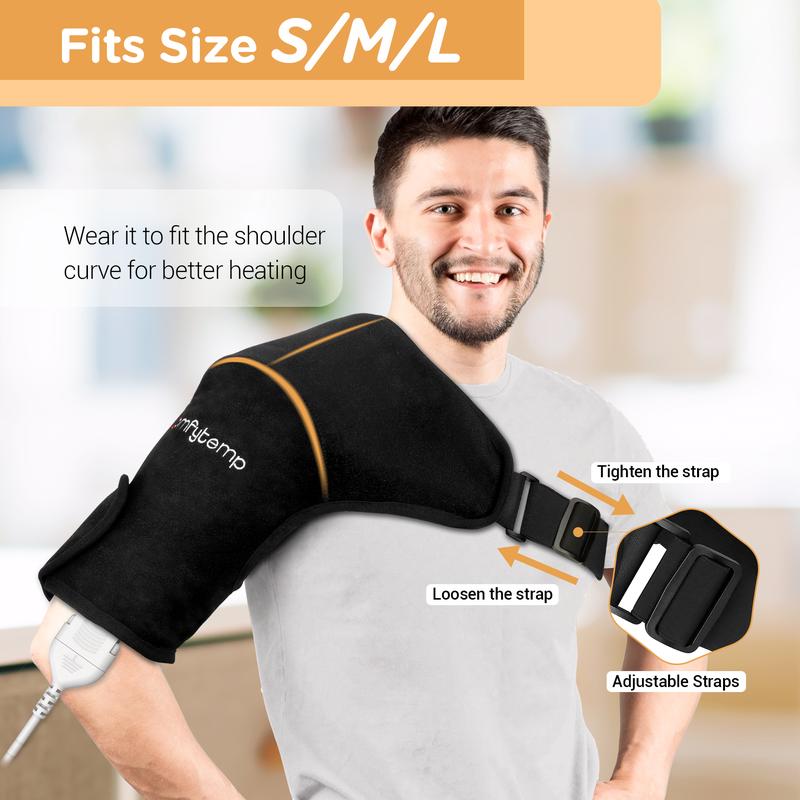 Comfytemp Shoulder Heating Pad for Rotator Cuff Pain Relief, FSA HSA Eligible Heated Shoulder Wrap for Frozen Shoulder Heated Brace, Fathers Day Dad Gifts, 3 Heat Settings, 2H Auto-Off, Stay On (S M) Comfort