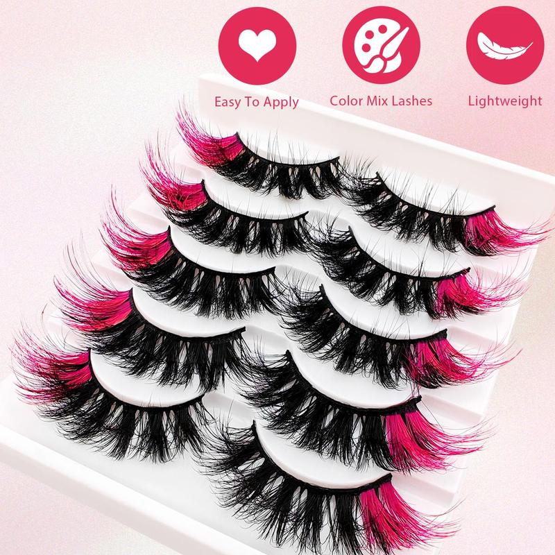 Wispy Cat Eye Look Faux Cluster Lashes, 5 Pairs Natural Curling Eye Makeup Strip Lashes, Volumized False Eyelashes for Women & Girls Eye Makeup Enhancement