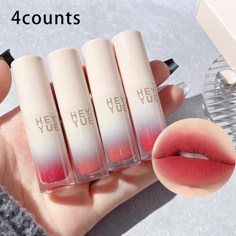 Matte Finish Lip Glaze Stick, 4 Counts set Moisturizing Lip Gloss, Tinted Plumping Lip Mud, Suitable for All Occasions Lip Makeup, Girls & Women Makeup Accessories, Christmas Gift