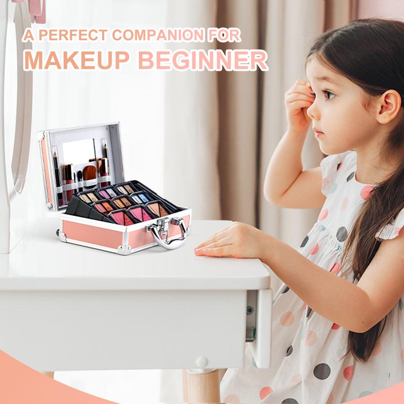 Color Nymph Beginner Makeup Kit for Girls - Perfect Gift Set for Teens with Train Case, Eyeshadow Palette, Blush, Bronzer, Highlighter, Lipstick, Brushes, and Mirror - Complete Starter Makeup Collection