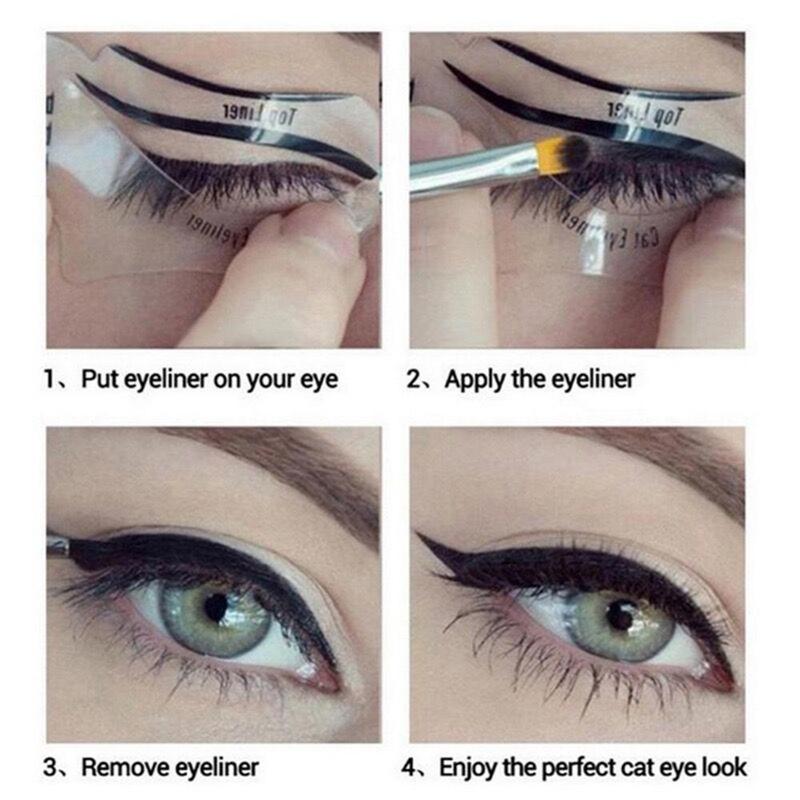 2pcs Clear Eyeliner Stencil, Reusable Eye Makeup Aid Tool, Professional Makeup Tools for Women