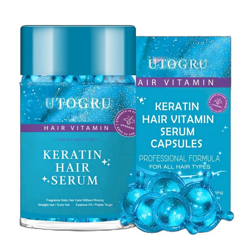 Hair Serum Capsules with Argan, Avocado, Moroccan Oil & Hair Vitamins - Leave-In Conditioner for Smooth & Healthy Hair - Frizz Control & Nourishing Hair Treatment for Men & Women.