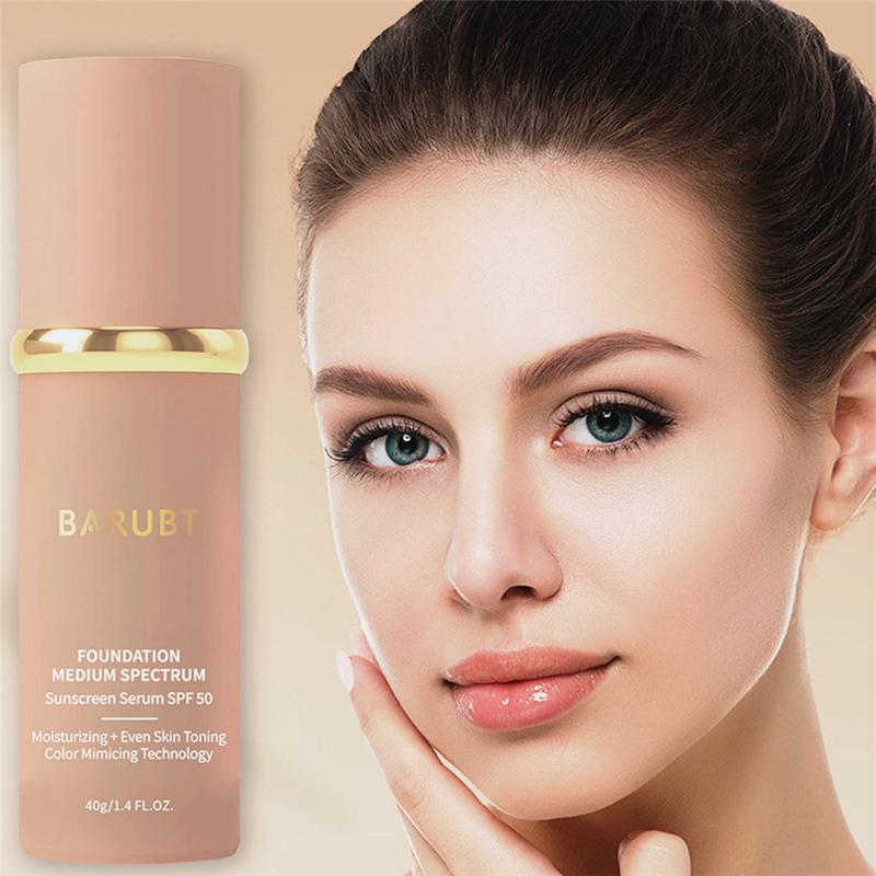 Liquid-Foundation 4 In 1 Medium Spectrum,  Sun Protection,4 in 1 Light Spectrum,Suncreen, 4 in 1 Foundation Sunscreen, Hydrating Medium Full Coverage Concealer with SPF 50+, Skincare