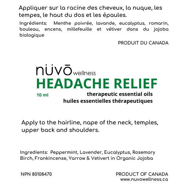 Nuvo Migraine Relief Roll-On, Made with Peppermint, Lavender, Eucalyptus, & Other Aromatherapy Essential Oils, for Headaches, Body Pain & Sore Muscles