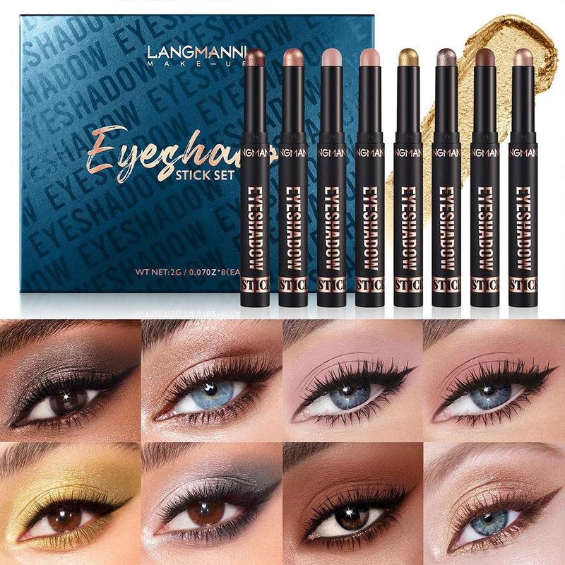 Long Lasting Eyeshadow Stick, 8pcs Waterproof Eyeshadow Pen, Eye Makeup Product for Women & Girls, Christmas Gift