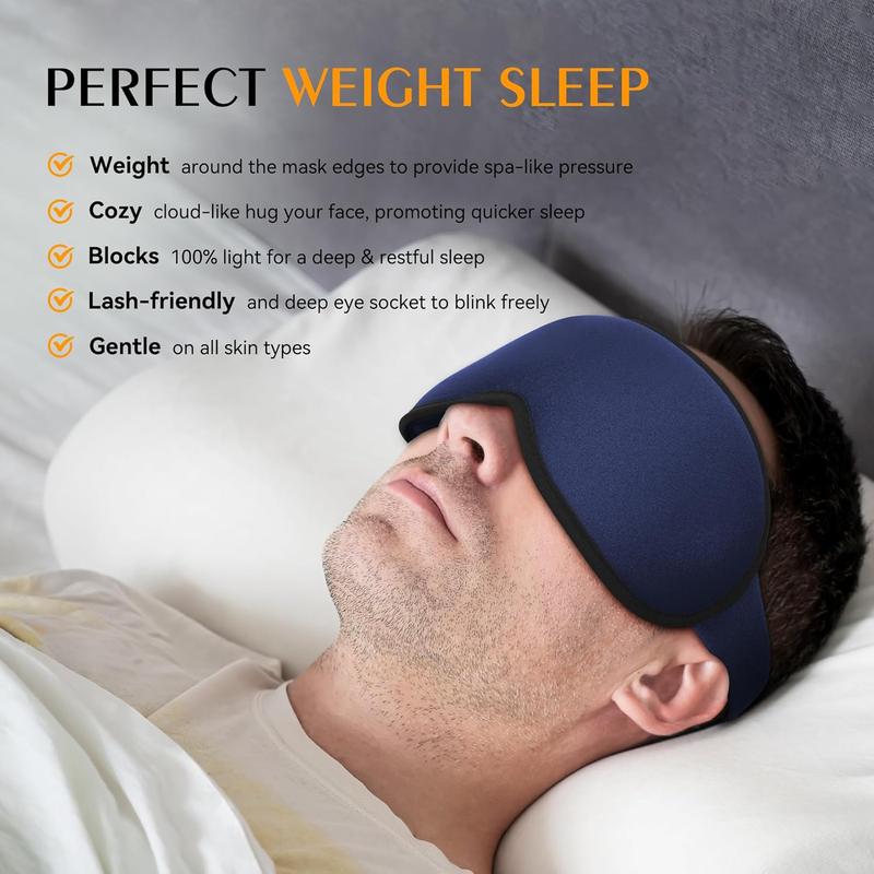 Weighted Sleep Mask 2 Pack, 3D Contoured Sleep  for Women Men,  Blackout Eye Mask for Sleeping, Eye Mask for Travel, Meditation, Airplane,  , Adjustable Strap Black Blue