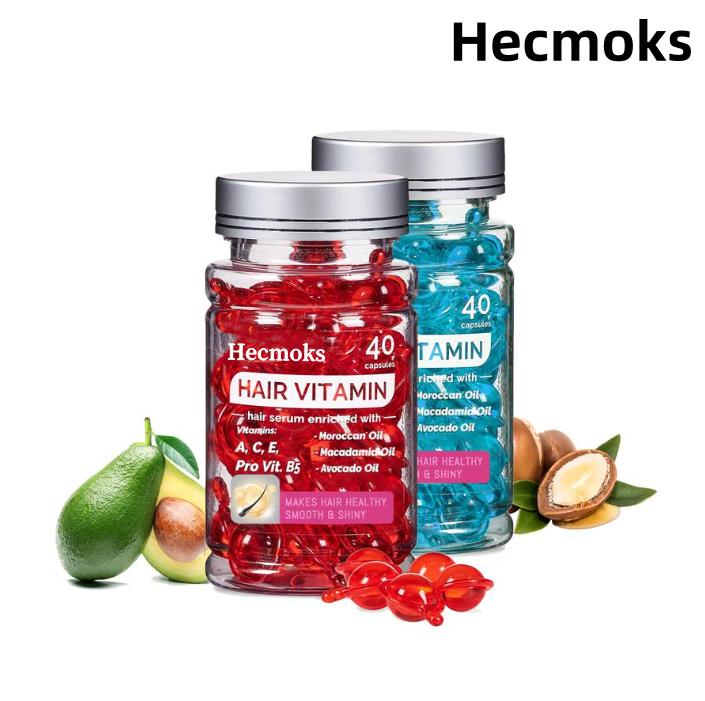 HECMOKS Professional Hair Treatment Serum Capsules with Vitamins A,C,E & Pro B5 for All Hair Types