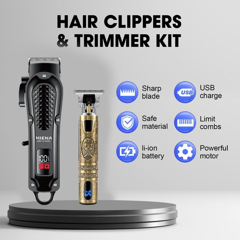 Rechargeable Hair Clipper with Limited Comb & Charging Cable, 1 Box Professional Cordless Haircutting & Trimming Kit for Heads, Longer Beards, Body Grooming