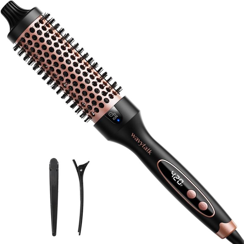 Wavytalk Thermal Brush, 1.5 inch Heated Round Brush for Blowout Look, Dual Voltage, Rose Gold, Ceramic Tourmaline, Ionic Technology, 5 Temperature Settings