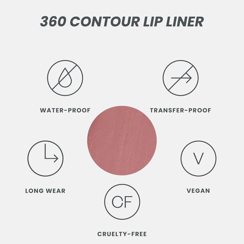 Lip liner pencil-360 CONTOUR lipliner, long lasting, sharpenable lip pencil, waterproof and transfer-proof nude lip liner (blush)