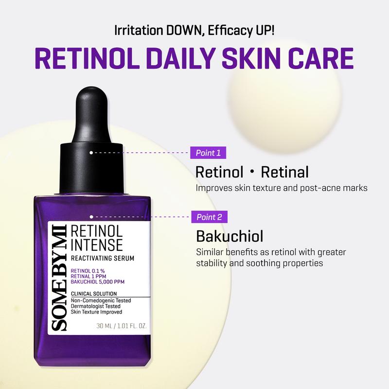 [SOME BY MI] Retinol Intense Reactivating Serum - 1.01Oz, 30ml - Mild Korean Retinol Serum for Post-Acne Mark - Bakuchiol Pore Minimizer for face Texture - Ideal for Retinol Beginners - Korean Skin Care