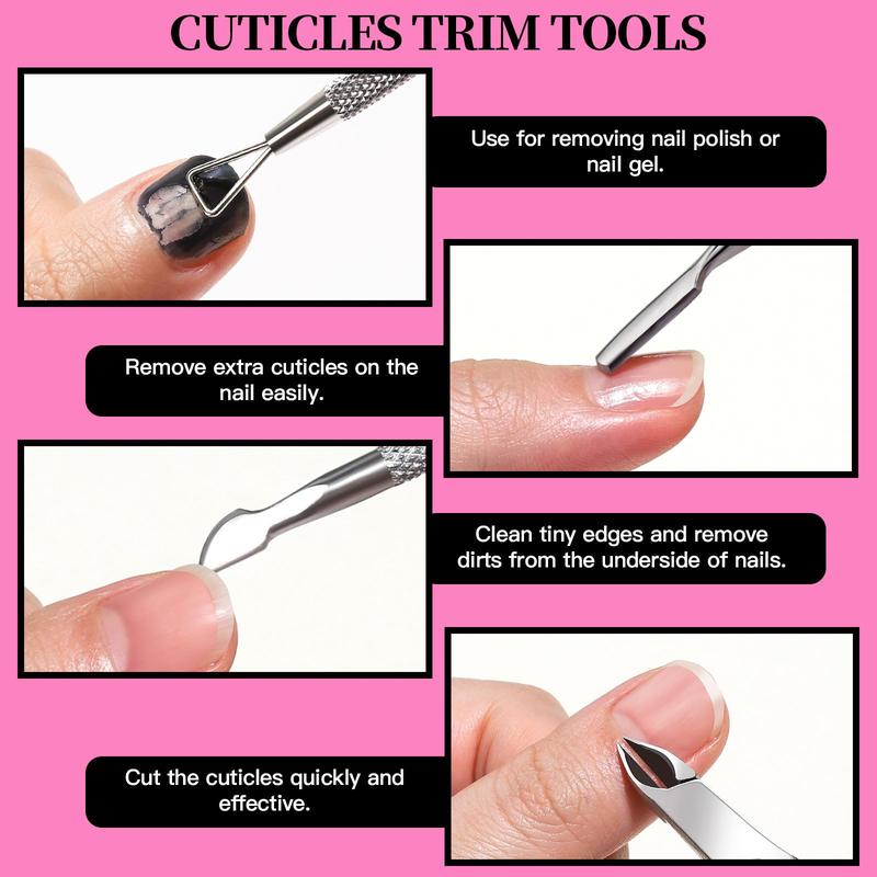 Tool Kit, Nail Files 100 180, Nail Buffer Block, Cuticle Nippers, Cuticle Trimmer, Pusher, Nail Lifter Manicure for Ingrown Toenails