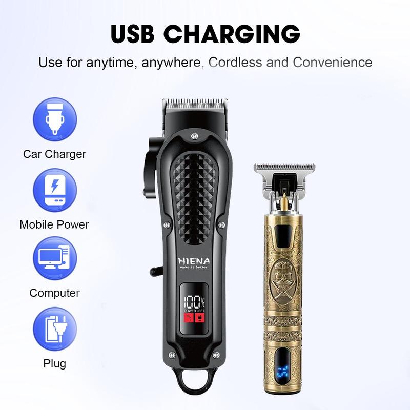 Rechargeable Hair Clipper with Limited Comb & Charging Cable, 1 Box Professional Cordless Haircutting & Trimming Kit for Heads, Longer Beards, Body Grooming