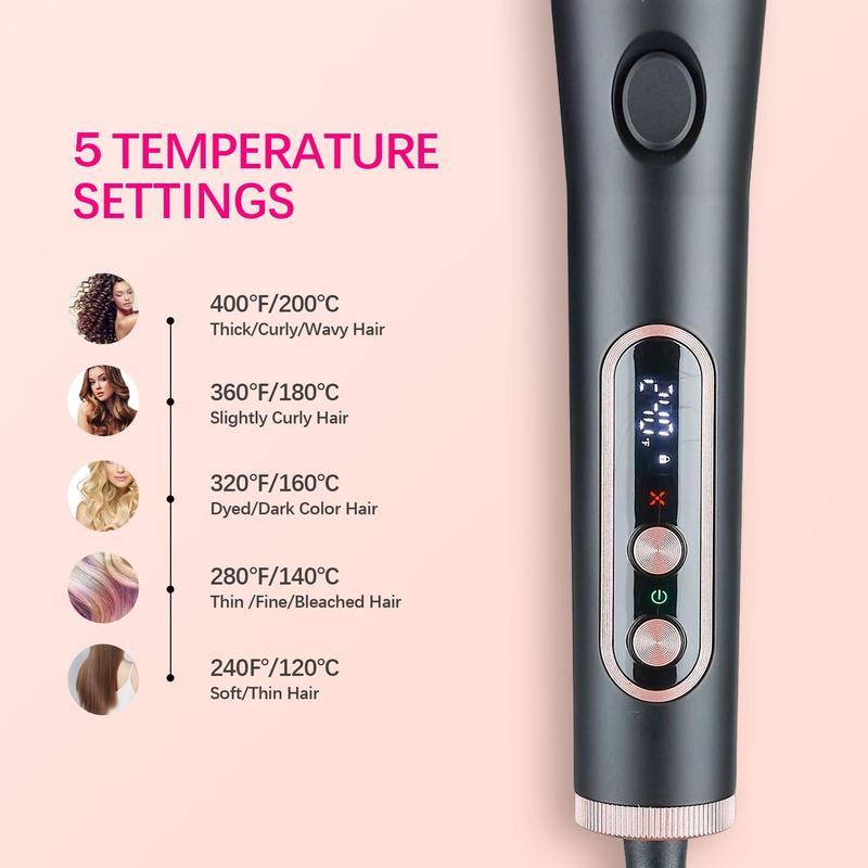Curling Tong, 1 Count Hair Curling Iron with 5 Temperatures, Hair Straightener, Portable Hair Styling Tool for Home & Travel Use