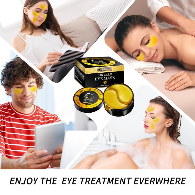 Hicream 24k Eye Patches,60pcs set Tightening and Lifting Eye Patches,Hydrating Brightenin Firming Eye Gel Patches