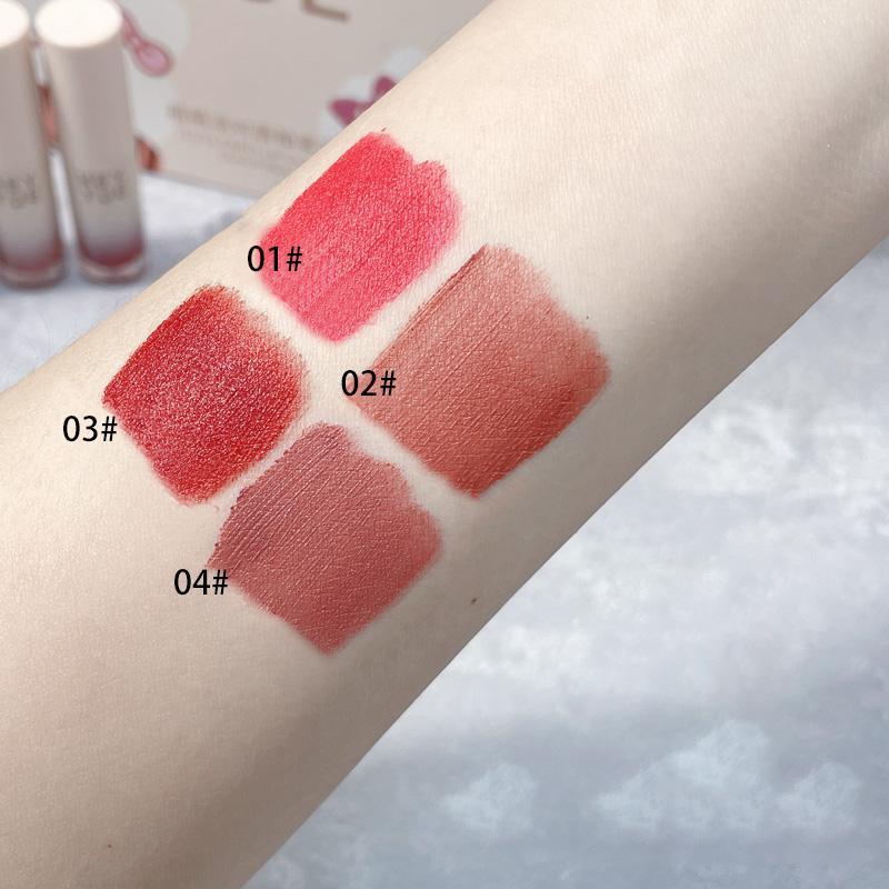 Matte Finish Lip Glaze Stick, 4 Counts set Moisturizing Lip Gloss, Tinted Plumping Lip Mud, Suitable for All Occasions Lip Makeup, Girls & Women Makeup Accessories, Christmas Gift