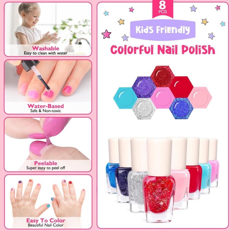 Nail Art Kit for Girls with Nail Dryer & Polish Pen - Non-Toxic Quick Dry Nail Polish Set for Kids - Birthday Christmas Gift