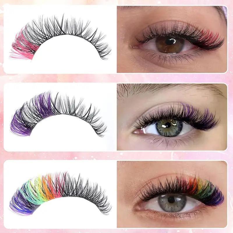 Colorful Eyelash Extension Set, 120pcs box Mixed Color & Length Individual False Eyelashes, Reusable Fluffy Eyelashes, Suitable for Women & Girls