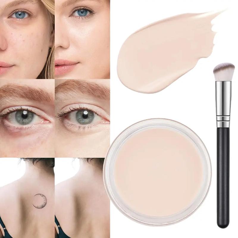 Pot Concealer Full Coverage Set,under Eye Brightener Concealer for Conceals Dark Circles,Waterproof Foundation Face Makeup Brush Kit,Color Correcting Concealer,Eye Ring corrector de ojeras 01 Daily Gift