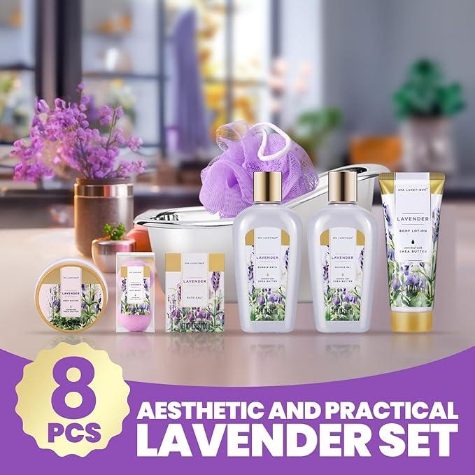 Lavender Scented Spa Bathtub Set Vitamin E Shower Kit Home Spa Gift Set Gifts for Her Girlfriend Women Wife Mom Body Care Comfort