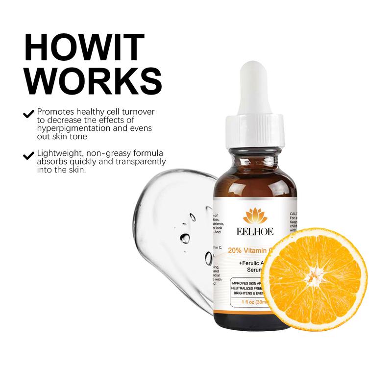 [Free Shipping]Vitamin C E  Ferulic acid serum , All Skin Types Skincare,Vitamin C Facial Serum Essence, Anti Aging Facial Brightening Fragrance Plumper, Fade Dark Spots & hyperpigmentation,  Acne stain Dull Skin, Korean Skincare Skin Repair Comfort