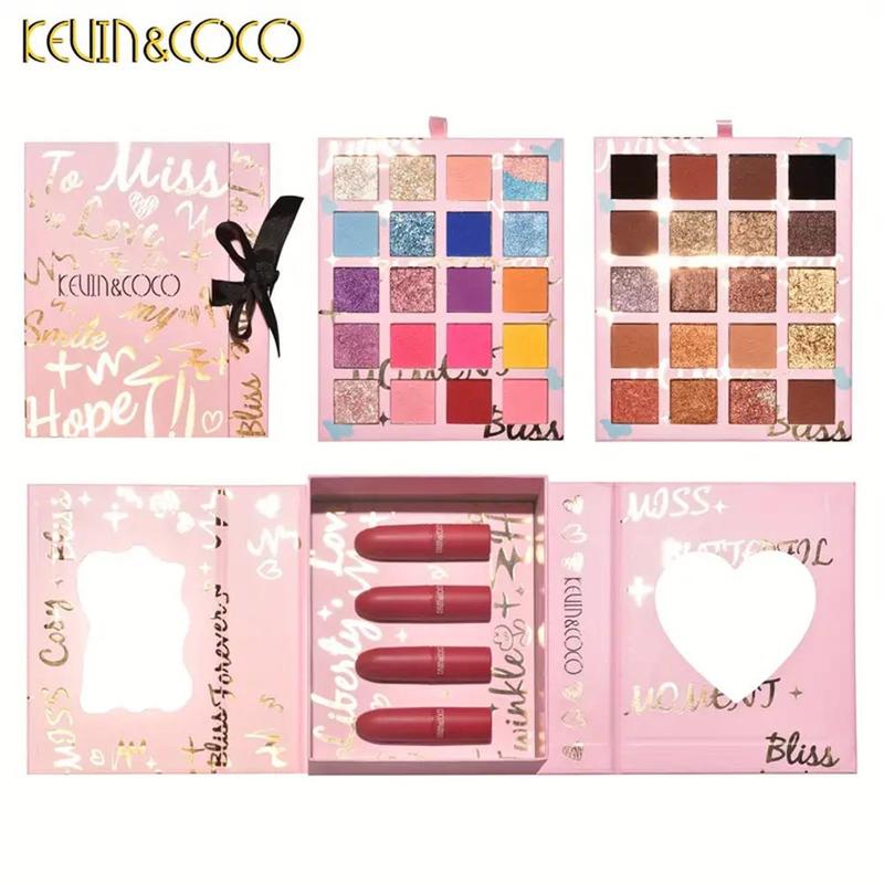 40 Color Eyeshadow Palette & Shimmer Lipstick Set, 1 Set Long Lasting & Matte & Shimmering Eye Shadow & Lip Gloss, Eye Makeup Product