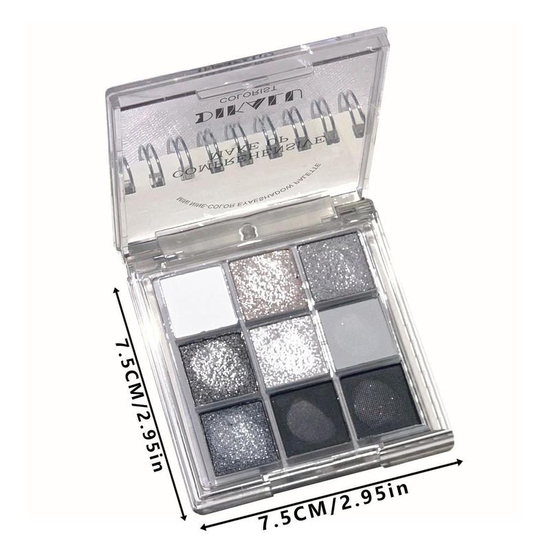 Gray-Tone Eyeshadow Palette, Shimmer & Matte Eyeshadow for Party, Long Lasting Shimmering Eye Shadow Makeup Products, High Pigmented Blendable Eyeshadow Powder