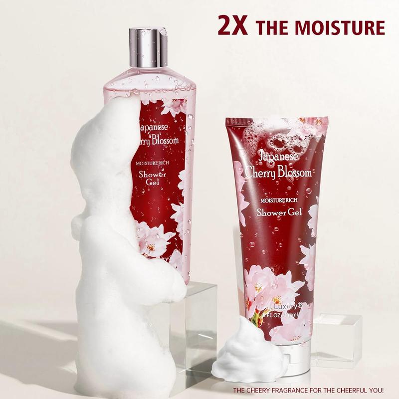 Japanese Cherry Blossom Shower Gel and Body Cream Set - Nourishing and Moisturizing Daily Skincare - 8 fl.oz   236mL Each, Christmas Gifts for Her and Him (Japanese Cherry Blossom)