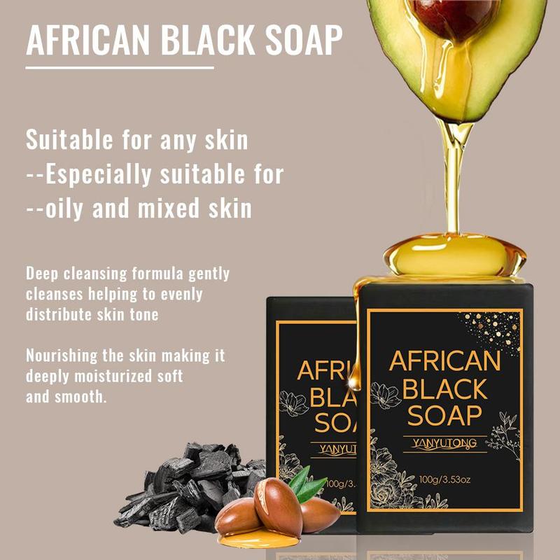 African Black Soap Bar, 6 Counts set Moisturizing Facial & Body Wash Soap Bar, Deep Cleansing Soap for Women & Men All Skin Types