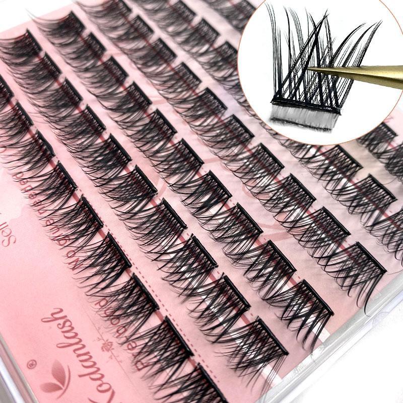 Self Adhesive Eyelashes Cluster, 1 Box Wispy Lashes Extension, No Glue Need Individual Lashes, Pre-bond Reusable Eyelashes, DIY At Home, Eyelash Extensions Kit, Christmas Gift