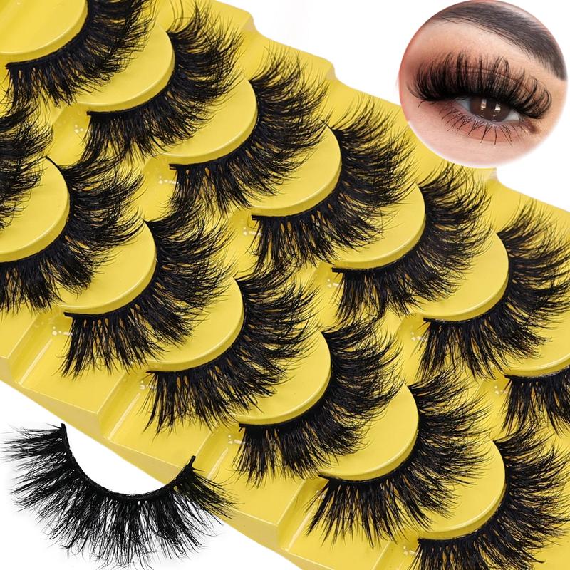 Fluffy Dramatic False Eyelashes, 7 Pairs 3D Thick Faux Cluster Lashes for Eyelash Extensions, Natural Curling Full Volume Fake Eyelash for Lashes Extensions