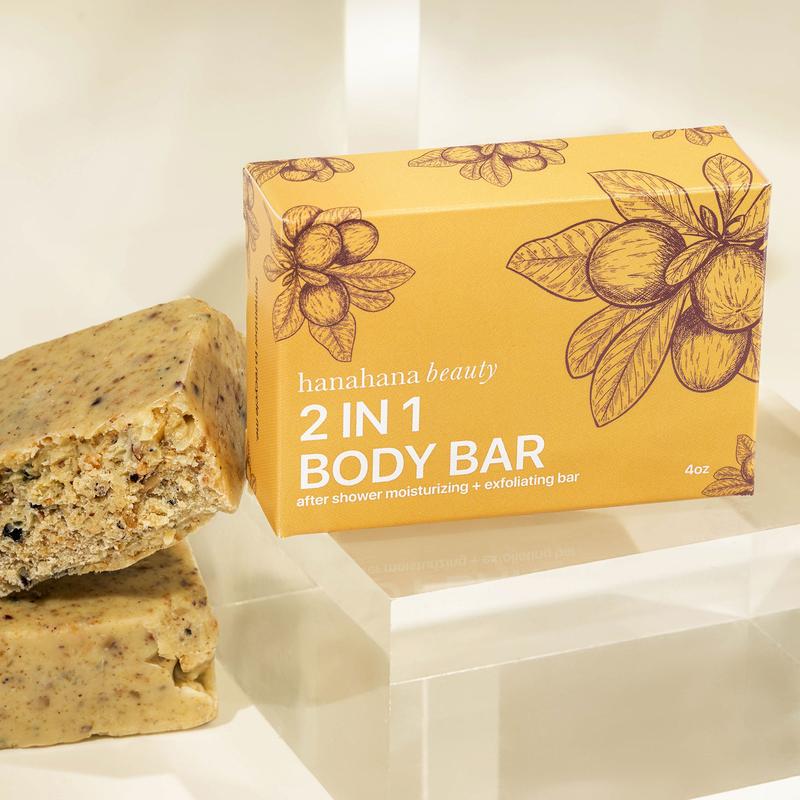 2-in-1 Shea Body Bar - Moisturizing Exfoliating In Shower Bar with Shea Butter, Cocoa Butter, and Avocado Oil