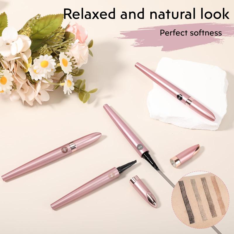 2Pcs Microblading Eyebrow Pen: Long-Lasting Waterproof, 4-Fork-Tip for 3D Realistic Brow, Natural Look, All-Day Wear - Light Brown for Women Cosmetic