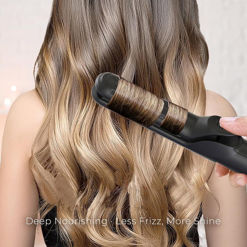 2-in-1 straightener and curler, anti scald curling iron 1.25 inches, 360 ° air conditioning, 5-speed temperature and dual voltage, suitable for long and short curlers