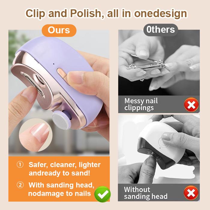 3-in-1 Automatic Electric Nail Clipper with Adjustable Speeds | Rechargeable Electric Nail Trimmer & Polishing Tool | Electric Nail File with Light & Clip Storage | Manicure & Nails Care | Nails Art | 2024 Christmas Gift | Cutic