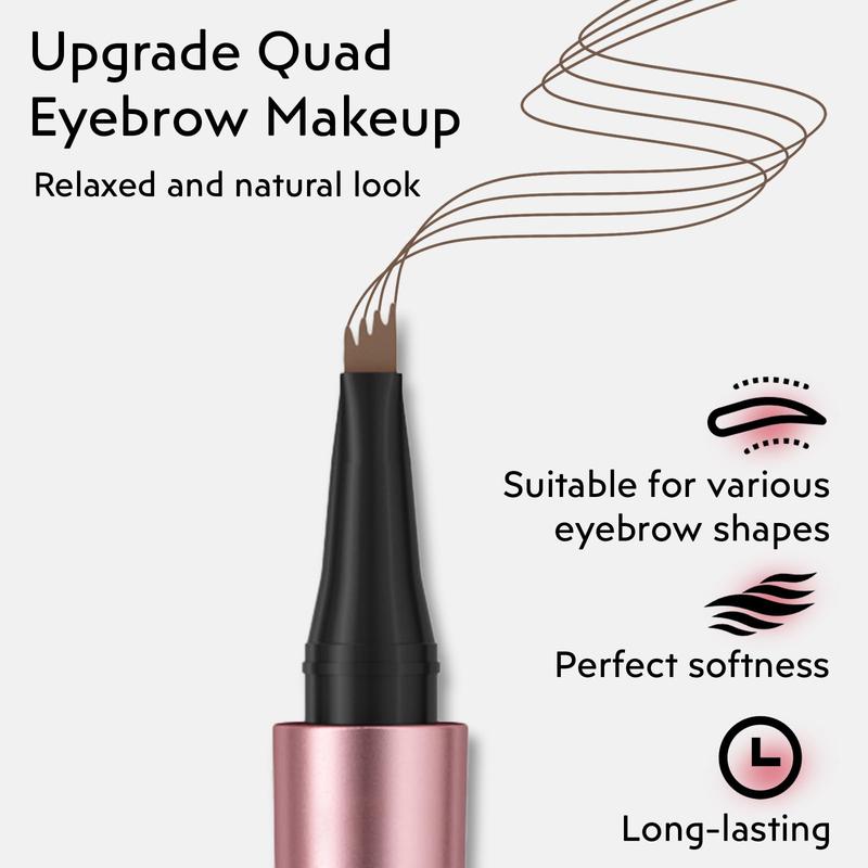 2Pcs Microblading Eyebrow Pen: Long-Lasting Waterproof, 4-Fork-Tip for 3D Realistic Brow, Natural Look, All-Day Wear - Light Brown for Women Cosmetic