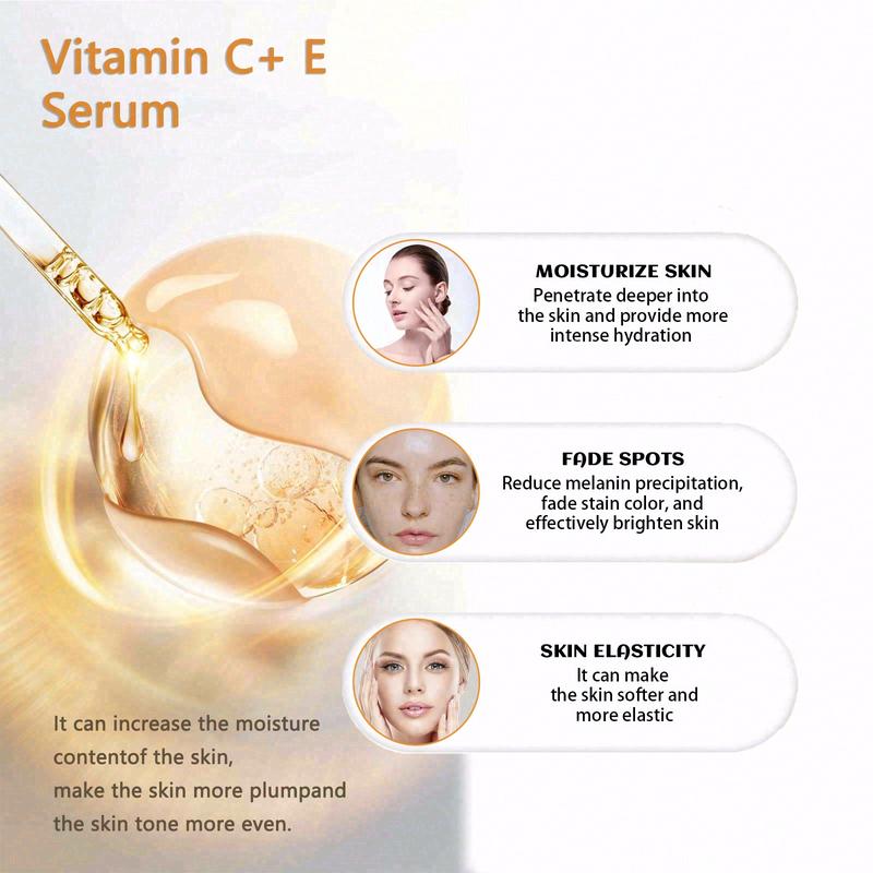 [Free Shipping]Vitamin C E  Ferulic acid serum , All Skin Types Skincare,Vitamin C Facial Serum Essence, Anti Aging Facial Brightening Fragrance Plumper, Fade Dark Spots & hyperpigmentation,  Acne stain Dull Skin, Korean Skincare Skin Repair Comfort