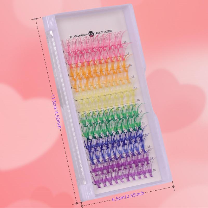 Colorful Eyelash Extension Set, 120pcs box Mixed Color & Length Individual False Eyelashes, Reusable Fluffy Eyelashes, Suitable for Women & Girls