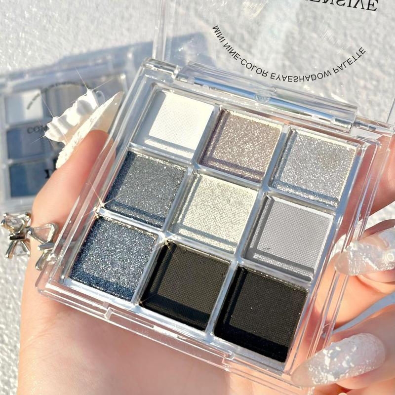 Gray-Tone Eyeshadow Palette, Shimmer & Matte Eyeshadow for Party, Long Lasting Shimmering Eye Shadow Makeup Products, High Pigmented Blendable Eyeshadow Powder