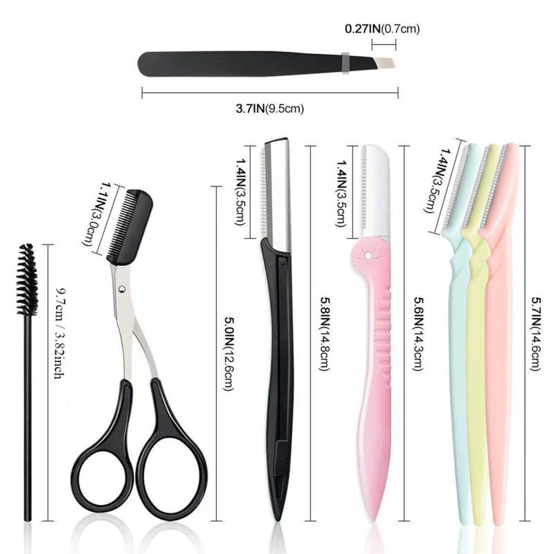 Eyebrow Trimming Kit, 13pcs set Eyebrow Trimming Tool Set, Including Eyebrow Brush, Eyebrow Scissors, Eyebrow Tweezers, Eye Brow Trimmers Brow Razors, Professional Makeup Tools for Women, Razors for Women, Cute Makeup Vanity Accessories, Christmas Gift