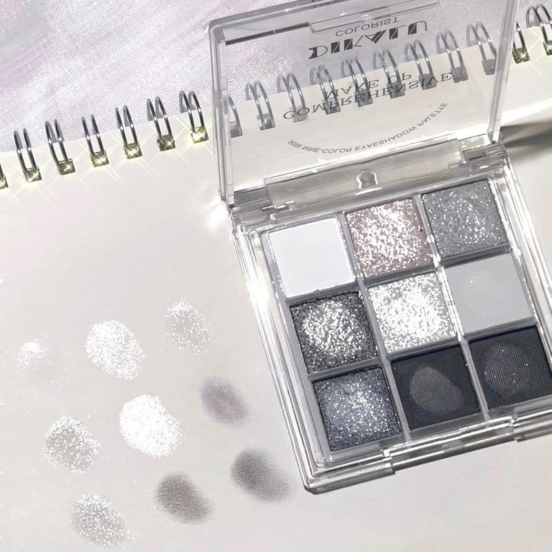 Gray-Tone Eyeshadow Palette, Shimmer & Matte Eyeshadow for Party, Long Lasting Shimmering Eye Shadow Makeup Products, High Pigmented Blendable Eyeshadow Powder