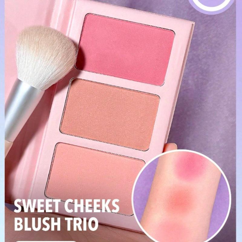 SHEGLAM Sweet Cheeks Blush Trio-Sunset Cruise 3-Color Powder Blush Palette Non-Fading Multi-Use Non-Greasy Shimmer Lightweight Velvet Smooth Blusher