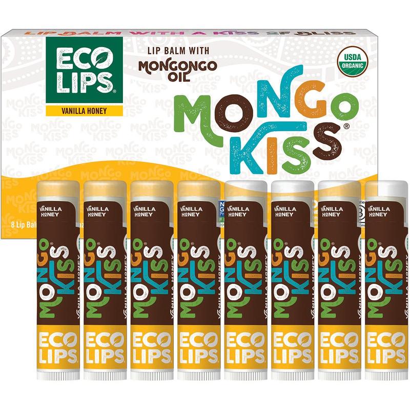 Mongo Kiss® Organic Lip Balm, Value 8 Pack Vanilla Honey, 0.15 oz.