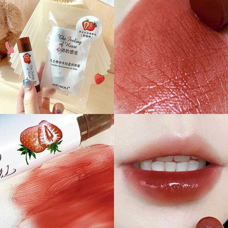 Strawberry Flavored Moisturizing Lipstick, Long Lasting Tinted Lip Balm, Hydrating Lip Gloss for Girls & Women, Christmas Gift