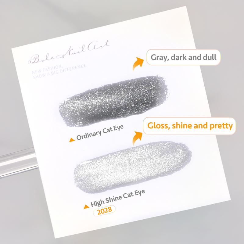 GAOY Cat Eye Gel Nail Polish, 16ml Silver Glitter Holographic Nail Polish with Magnet, Reflective Translucent UV Gel