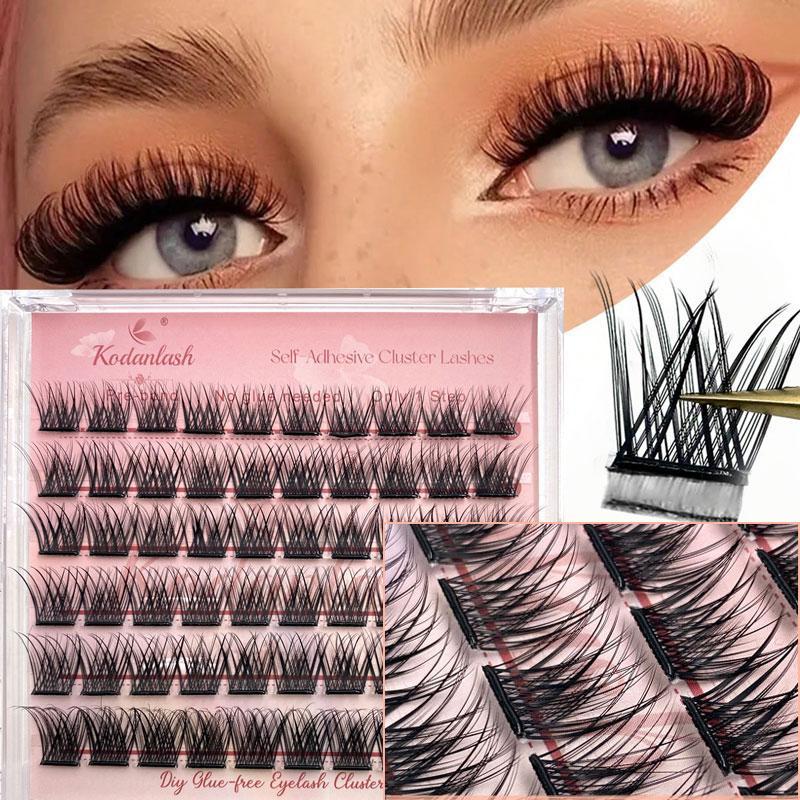 Self Adhesive Eyelashes Cluster, 1 Box Wispy Lashes Extension, No Glue Need Individual Lashes, Pre-bond Reusable Eyelashes, DIY At Home, Eyelash Extensions Kit, Christmas Gift