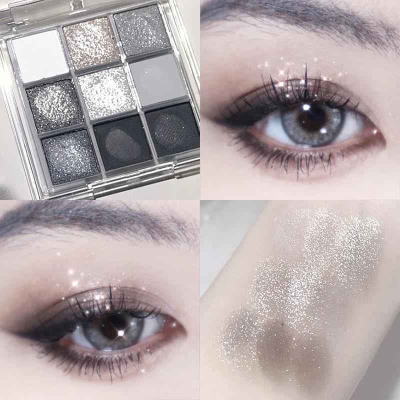 Gray-Tone Eyeshadow Palette, Shimmer & Matte Eyeshadow for Party, Long Lasting Shimmering Eye Shadow Makeup Products, High Pigmented Blendable Eyeshadow Powder