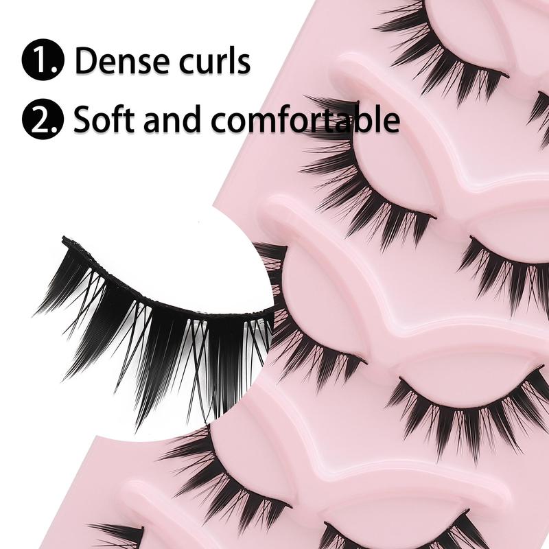 Natural Look Comic False Eyelashes, 1 Box Reusable Wispy Faux Cluster Lashes, Volumized False Eyelashes for Women and Girls Eye Makeup Enhancement, Christmas Gift