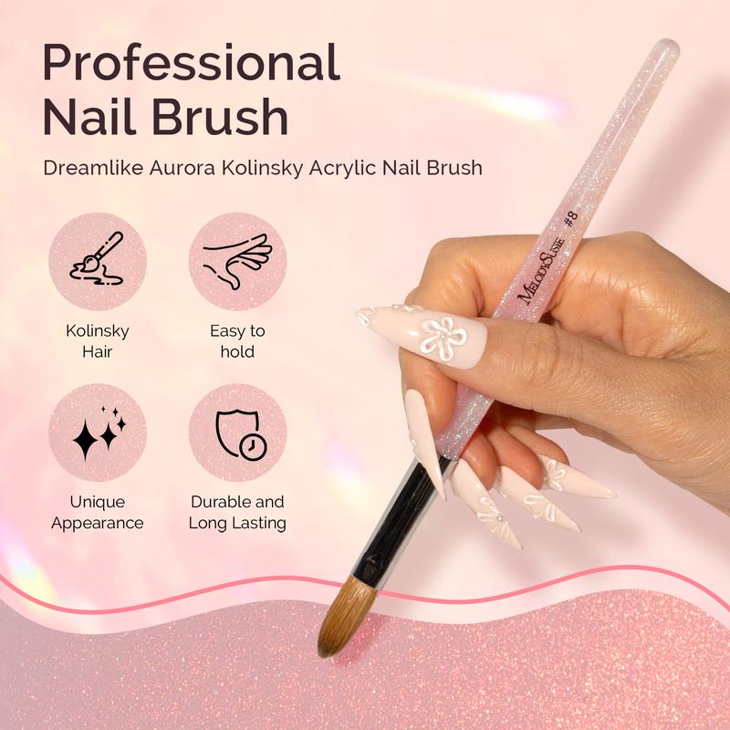 MelodySusie Kolinsky Acrylic Nail Brush,66% Kolinsky Hair Professional Nail Art Brush for Acrylic Application Makeup Cosmetic