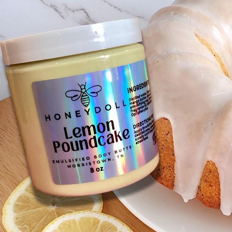 Lemon Poundcake Emulsified Body Butter - Deeply Moisturizes and Leaves Skin Smooth and Silky - Body Care